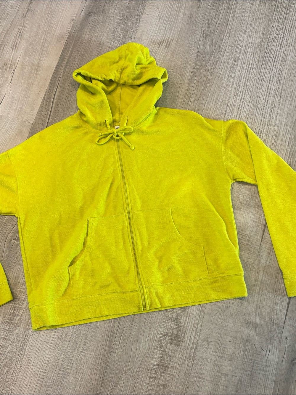 Old Navy Neon Yellow Zip-Up Hooded Sweatshirt